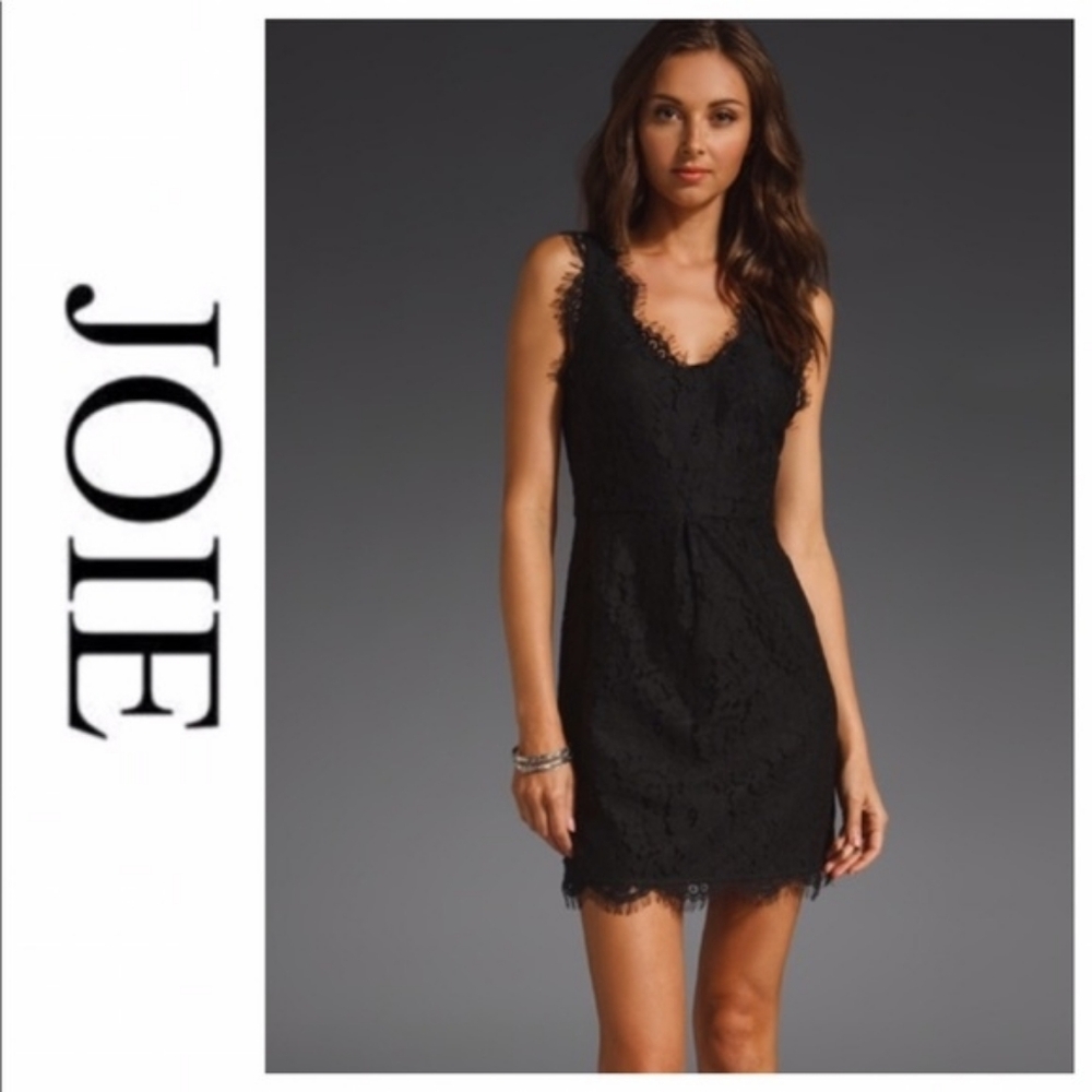JOIE Rori Lace Mini Dress In Caviar Black - Size L